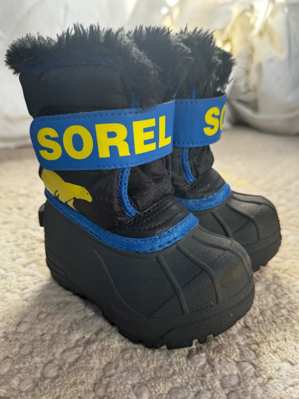 Sorel Snow Commander Toddler Snow Boots Size 5 Black/Super Blue